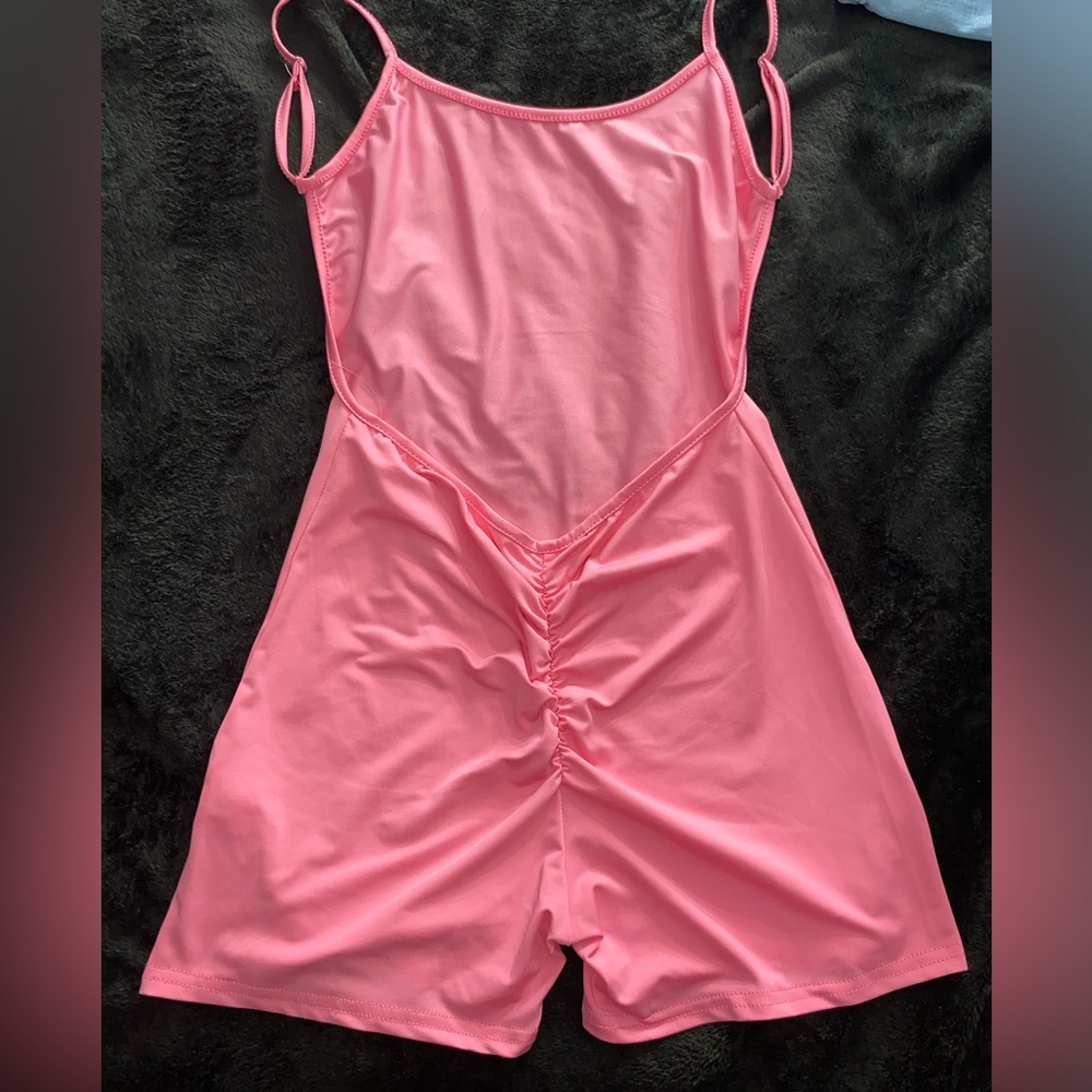 Solid Ruched Backless ( Unitard Romper )